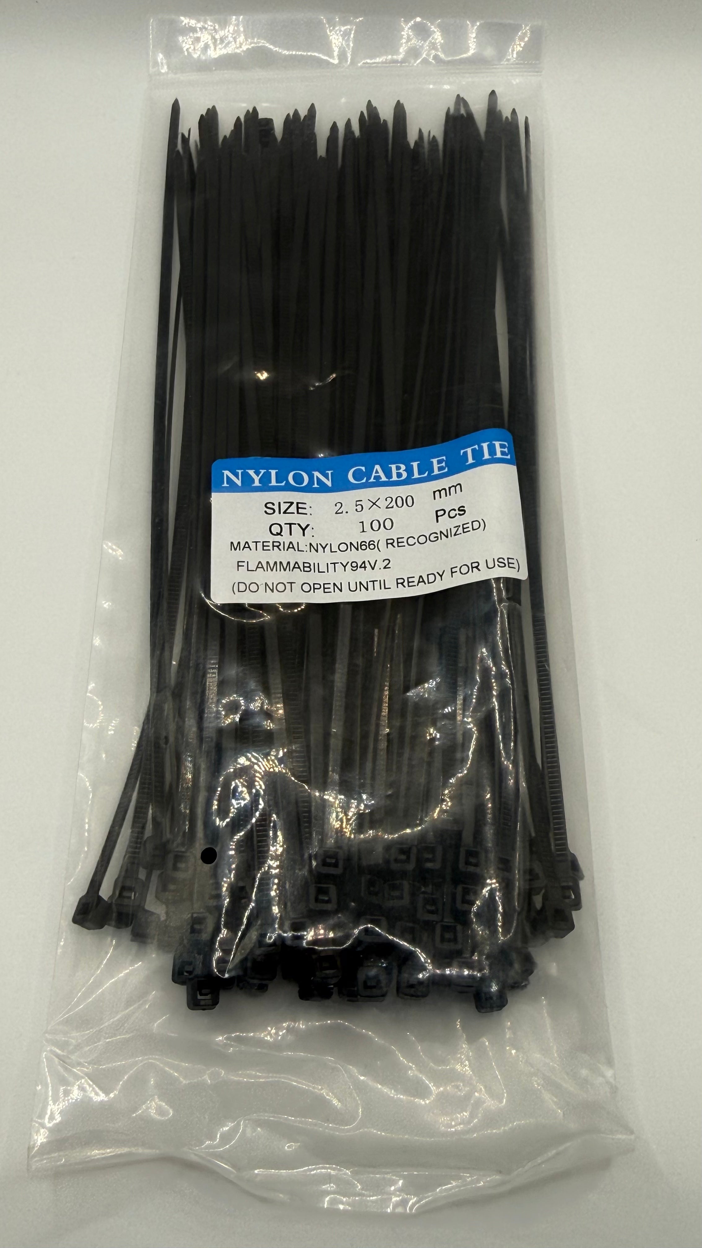 Cable Ties 2.5 x 200mm 100pcs