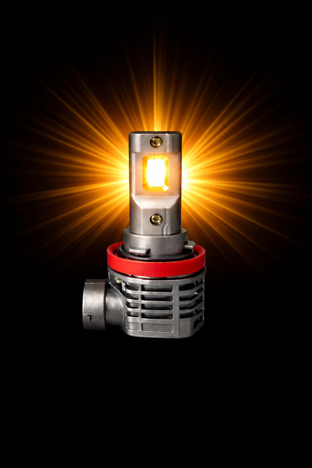 24W H11 LED GLobe amber illumination on black background